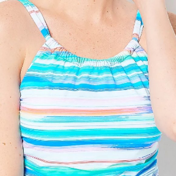 Jantzen Draped High-Neck Swim Tankini Top with Briefs 6611 - Picture 2 of 3